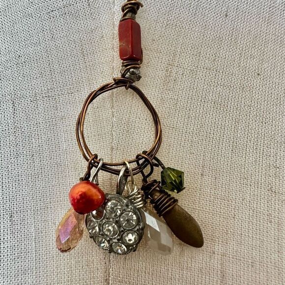 copper tone circle charm necklace - Picture 2 of 9